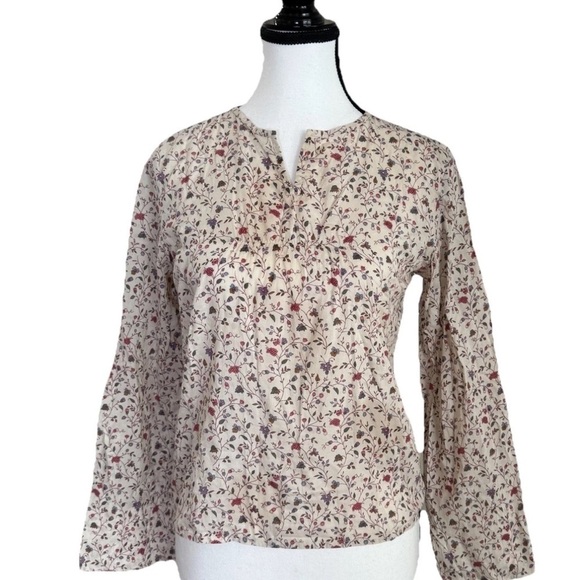 Polo Ralph Lauren Tops - Vintage Polo Jeans Co Ralph Lauren XS Floral Blouse Cotton Long Sleeve Cream Y2K